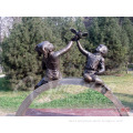 Garden decoration metal crafts life size peace angel bronze boy and girl sculpture